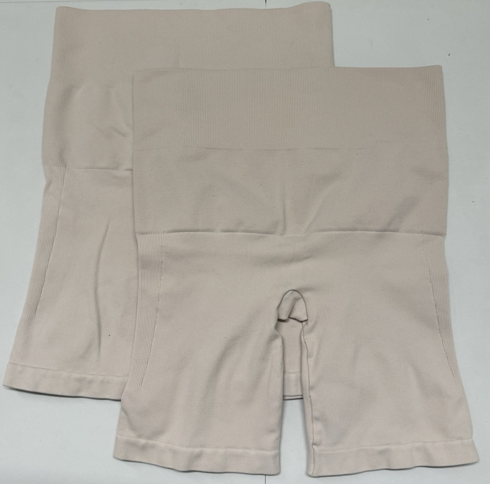 Tees by Tina Lot of 2 Shapewear Shorts One Size Fits Most Beige Compression